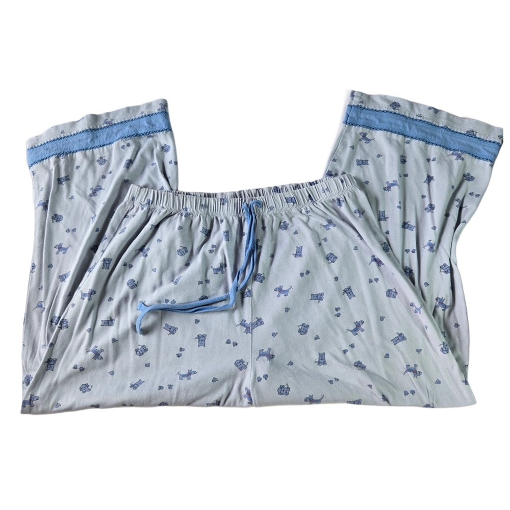 Dockers Lightweight Soft Blue Dog Theme Pajama Pants  - Medium